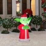 Gemmy Airblown Inflatable Yoda Wearing Dressed as Santa - Holiday Yard Decoration, 3.5 Feet Tall