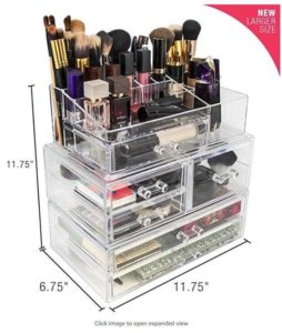 Sorbus Acrylic Cosmetics Makeup and Jewelry Storage Case Display Sets -Interlocking Drawers to Create Your Own Specially Designed Makeup Counter -Stackable and Interchangeable (Clear)