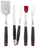Grillaholics BBQ Grill Tools Set - 4-Piece Heavy Duty Stainless Steel Barbecue Grilling Utensils - Premium Grill Accessories for Barbecue - Spatula, Tongs, Fork, and Basting Brush