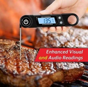 Kizen Instant Read Meat Thermometer - Best Super Fast Talking Digital Thermometer for Food, Kitchen, Cooking BBQ, Grill! 2018 UPGRADED MODEL! (Black)