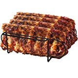 Sorbus Non-Stick Rib Rack – Porcelain Coated Steel Roasting Stand – Holds 4 Rib Racks for Grilling & Barbecuing (Black)