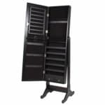 Best Choice Products Mirrored Jewelry Cabinet Armoire with Stand Rings, Necklaces, Bracelets - Black Empty