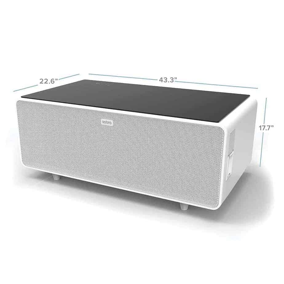 Sobro SOCTB300WHBK Coffee Table with Refrigerator Drawer Bluetooth Speakers, LED Lights, USB Charging Ports for Tablets, Laptops, or a Cell Phone - Perfect for Parties or Entertaining, White