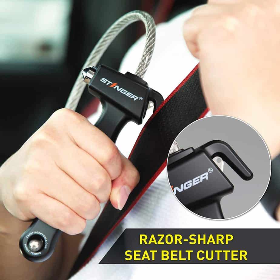 The Stinger Whip emergency car tool - razor-sharp seatbelt cutter