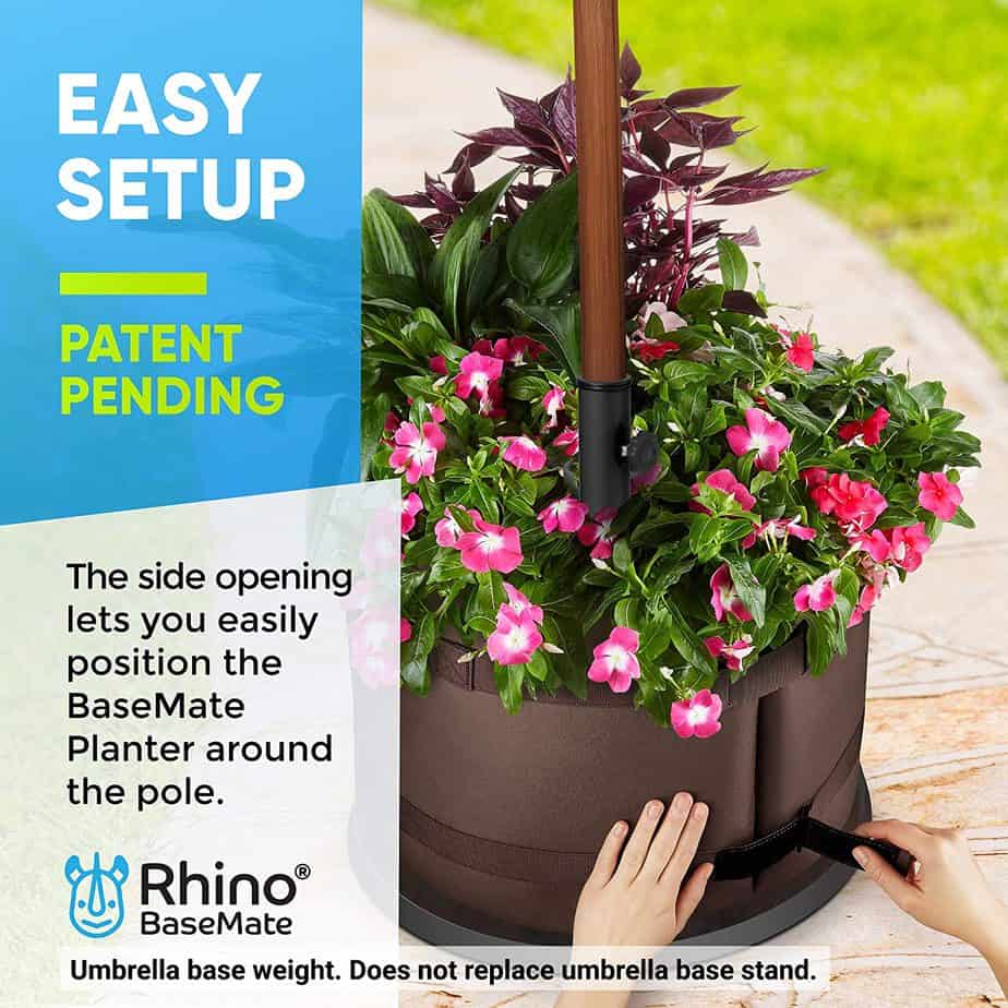 BaseMate The Original Rhino Patio Umbrella Base Weight Planter - Easy Setup