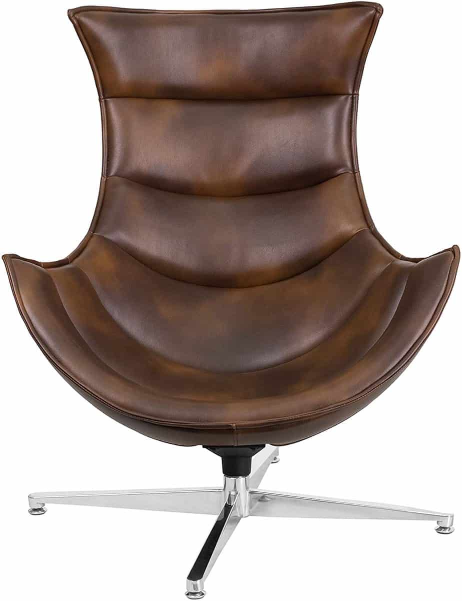 Flash Furniture Melrose White Leather Swivel Cocoon Chair