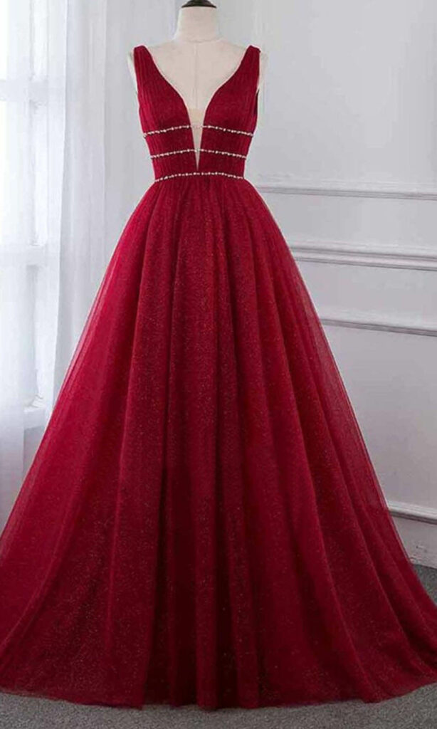 sparkly red prom gowns