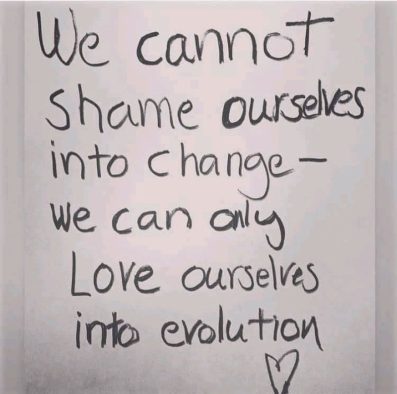 We cannot shame ourselves into change - We can only love ourselves into evolution.