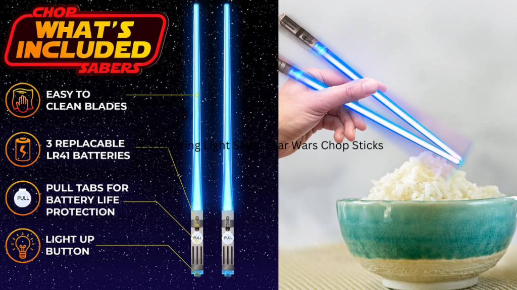 Lightsaber Chopsticks Light Up - LED Glowing Light Saber Star Wars Chop Sticks - Reusable Sushi Lightup Sabers Chopstick