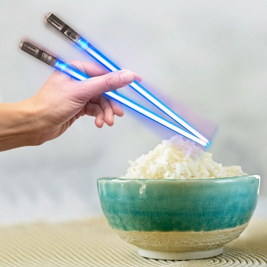 Lightsaber Chopsticks Light Up - LED Glowing Light Saber Star Wars Chop Sticks - Reusable Sushi Lightup Sabers Chopstick