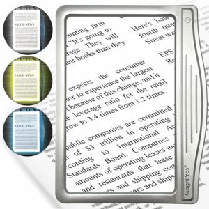 MagniPros 5X Large LED Page Magnifier for Reading with 3 Color Lighting Modes